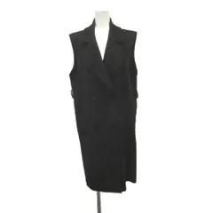 ザラ ZARA ロングジレ L 黒 ブラック ノースリーブ ダブルブレスト テーラードカラー ECA003 /KV ■ECA003