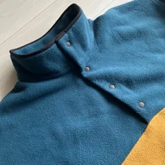 美品 Patagonia シンチラ スナップT フリース メンズ2XL バイカラー ブルーｘイエロー 2017 ツートン