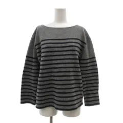 B&Y ユナイテッドアローズ BEAUTY&YOUTH ビューティー&ユース ニット セーター カットソー シルク混 グレー 黒 ブラック ボーダー柄 ボートネック 長袖 /NU ■GY62