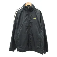 アディダス adidas スポーツウエア ウィンドブレーカージャケット ミドル丈 L 黒 ブラック スタンドカラー /SM6 ■ECA003