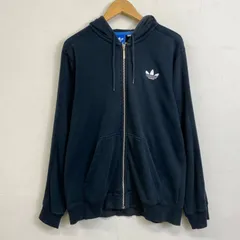 Adidas Originals アディダスオリジナルス ジップアップ パーカー フーディ スウェット スリーストライプス スポーツ Y2K ブラック XO D622