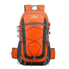 [Kayiyasu] Hiking Backpack 40L Large Capacity Outdoor Rucksack Hiking Backpack Waterproof Multifunctional Durable Lightweight Backpack Disaster Preparedness Camping Travel Bag Unisex (Orange) 1