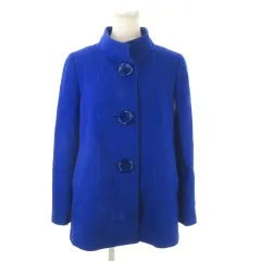 ピエールカルダン Pierre Cardin コート 7 青 ブルー スタンドカラー 長袖 大きなボタン ミドル丈 /MN32 ■ECA004のサムネイル