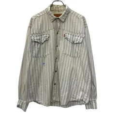 90s～ Levi's 長袖 ストライプシャツ L ブルー ホワイト リーバイス ボタン 90年代～ ストライプ柄 ツートーン アメカジ 春秋物 a804-6412のサムネイル