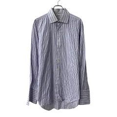 T・M・Lewin 長袖 ストライプシャツ L パープル マルチカラー ボタン ストライプ柄 襟芯 長袖シャツ トップス 春物 a804-6423