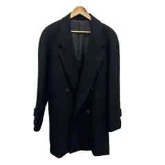 ノーブランド コート カシミヤ100％ L 黒 ブラック 無地 ダブルブレスト 長袖 /KK ■ECA004
