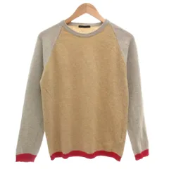 ロベルトコリーナ ROBERTO COLLINA vintage 90s~ イタリア製 ニット セーター ラムウール 48 ラグランスリーブ 配色切り替え ベージュ グレー 赤 レッド /KB ■GY62のサムネイル