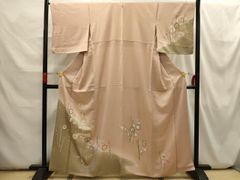 平和屋着物◎六通柄袋帯 唐織 竹 花 黒地 銀糸 正絹 逸品 AAAU2987yx