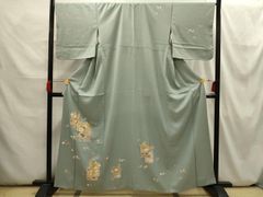 平和屋着物●上質な色無地　立波地紋　伽羅色　西武百貨店扱い　正絹　逸品　AABH7016ck 平和屋着物○上質な色無地 立波地紋 伽羅色 西武百貨店扱い 正絹 逸品