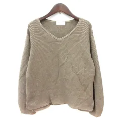 オペークドットクリップ OPAQUE.CLIP ニット カットソー Vネック 長袖 ラメ 38 M ベージュ /MN