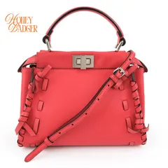 【中古】フェンディ Fendi ミニ ピーカブー セレリア 編み込み 2WAY ハンドバッグ レッド