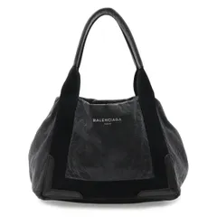 BALENCIAGA バレンシアガ ネイビーカバス S ロゴ シワ加工 トートバッグ ハンドバッグ レザー ブラック 黒 339933