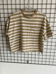 GUジーユー　レディース半袖ボーダーTシャツ　ベージュ　ＸＬサイズ