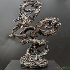 k649 中国 ドラゴン 龍 竜 七宝焼 飾台付 置物 オブジェ 珍品 五本爪 