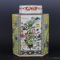 中国美術 色絵 四方瓶 蓋瓶 高50cm(P132) 中国美術 色絵 四方瓶 蓋瓶 高50cm(P132) - メルカリ