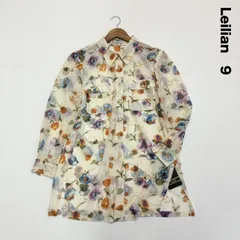 新品☆Leilian レリアン☆花柄ロングブラウス チュニックワンピース 9 淡いイエロー シアー 透け感のサムネイル