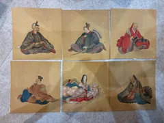 日本画 肖像画 六枚組 歌仙絵 伝統工芸 古美術 骨董 和風インテリア 時代物 額装用