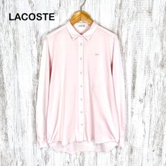 良品 LACOSTE ラコステ ストライプ 長袖 シャツ ブラウス ピンク 42 