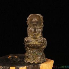中国 玉石彫刻 桃仙人像 寿老人像 人物像 置物 黒石台付 N A245 - メルカリ