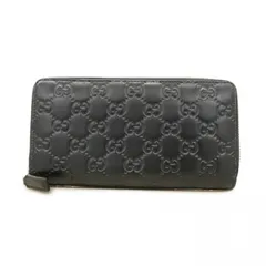 【6db1098-k】グッチ 長財布 グッチシマ 307987 レザー ブラック シルバー金具【中古】メンズ レディース ユニセックス