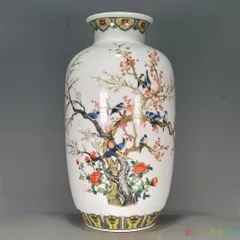 粉彩花鳥文花瓶 大清乾隆年製 上品】乾隆 粉彩 花鳥瓶 景徳鎮 陶磁器 美術品 置物 zw427 - メルカリ