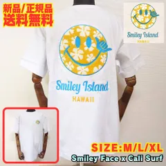 ☆【Smiley Face/スマイリーフェイス × Cali Surf コラボ 半袖Tシャツ】スマイル ストリート カジュアル Y2K 古着系 サガラ刺繍 ハワイ サーフ ライセンス ユニセックス 新品未使用 正規品 送料無料 262HU1ST759 ホワイトのサムネイル