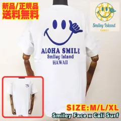☆【Smiley Face/スマイリーフェイス × Cali Surf カラフル4 高密度刺繍 半袖Tシャツ】スマイル ストリート カジュアル サーフ Y2K 古着系 高密度刺繍 ユニセックス 新品未使用 正規品 送料無料 262HU1ST757 ホワイトのサムネイル