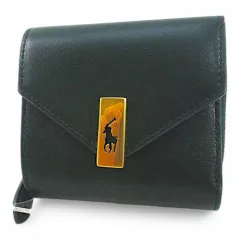 ポロ バイ ラルフローレン Polo by Ralph Lauren 2つ折り財布 ゴールド金具 グリーン レザー 