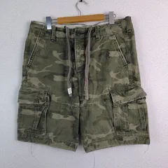 Abercrombie & Fitch アバクロンビーアンドフィッチ カーゴショーツ 総柄 グリーン 34サイズ メンズ 古着 ストリート アメカジ ミリタリー