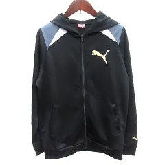 プーマ PUMA パーカー ジャージ ジップアップ メッシュ 切替 刺繍 長袖 160cm 黒 ブラック /AU