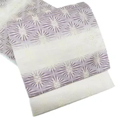 袋帯 中古 リサイクル 正絹 フォーマル 仕立て上がり 六通 花菱模様 灰白色 薄色 金銀 きもの北條 A1032-10