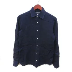シップス SHIPS シャツ 麻 リネン 長袖 S 紺 ネイビー /MS