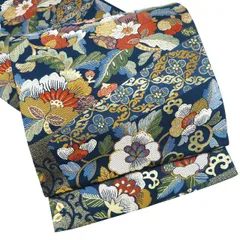 袋帯 中古 リサイクル 正絹 フォーマル 仕立て上がり 六通 花模様 箔糸 褐返色 多色 金 きもの北條 A1104-16