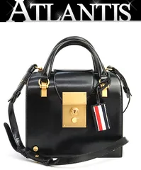 【広尾店】美品 トムブラウン THOM BROWNE MRS. Thomミニバッグ 2WAYバッグ カーフレザー 黒 G金具 【19044】 広尾店】美品 トムブラウン THOM BROWNE MRS. Thomミニバッグ 2WAY