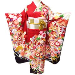 七五三に☆逸品 正絹紅型小鳥と吉祥文 七歳着物、帯のセット - メルカリ