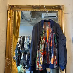17 ヨシオクボ yoshi kubo reversible　リバーシブル　jacket　ジャケット　outer　アウター　ブルゾン MA-1 トップス　総柄　長袖　２　M　お呼ばれ　デート　オフィスカジュアル　食事会　可愛い　お出かけ　上品のサムネイル