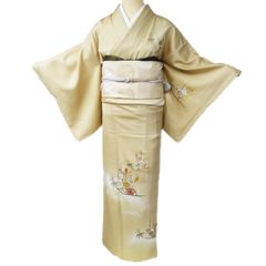 AA86愛華 着物 訪問着 箔 暈し 花柄 正絹 手縫い仕立て 美品 - メルカリ