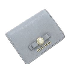 miu miu 三つ折り ミニ財布 リボン グレー - メルカリ