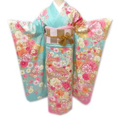 水色&金 振袖フルセット 豪華刺繍 - メルカリ