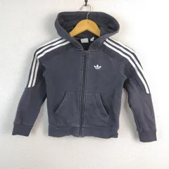 adidas Originals アディダスオリジナルス スウェット フルジップパーカー ロゴ刺繍 ブラック 130サイズ 古着 スポーツMIX