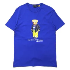 POLO RALPH  LAUREN ポロベア プリント Tシャツ M ブルー コットン CUSTOM SLIM FIT