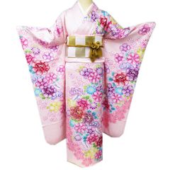 603z15①〇銀通し 振袖 花 白 ピンク〇美品 成人式 結婚式 十三参り