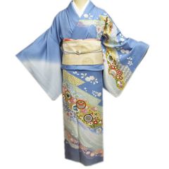 振袖 辻ヶ花 金彩 彩箔 葵 ブルー 晴れの日 成人式 着物 124b d ms