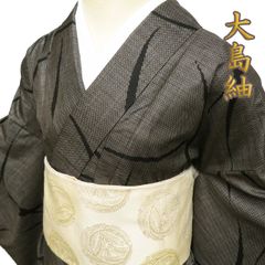 和洋折衷コーデ　ウール着物　リメイク　ツーピース仕立て　絣柄　M〜L 和洋折衷コーデ 単衣 サマーウール 着物 リメイク ツーピース仕立て M