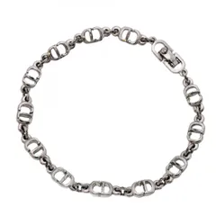 【6jdb0534-k】クリスチャンディオール ブレスレット CDロゴ メタル シルバー【中古】レディース