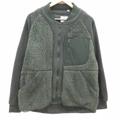 ユニクロ UNIQLO ホワイトマウンテニアリング White Mountaineering フリースジャケット ボア ジップアップ L 緑 グリーン /YK