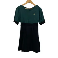 MARY QUANT(マリークワント) ワンピース サイズM レディース美品  - ダークグリーン×黒 半袖/ひざ丈/ニット/ブローチ付きのサムネイル