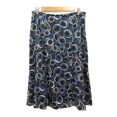 エッシュ esche フレアスカート ミモレ ロング 総柄 13 XL 黒 ブラック /MN