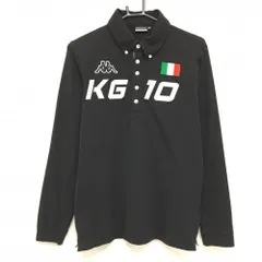 カッパ 長袖ポロシャツ 黒×白 ボタンダウン ワッペン メンズ M ゴルフウェア Kappa