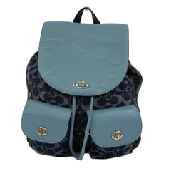 コーチ リュックサック ビリー シグネチャー リュックサック バックパック F25892 ダークネイビー×ライトグレー×ライトブルー レザー